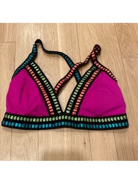 La Blanca Hot Pink Crochet-Trim bikini set